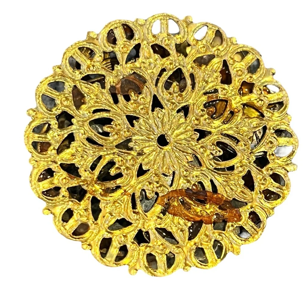 VINTAGE 3D BROOCH WITH WORKING LOCKET, HEARTS, & BUTTONS - NO PIN